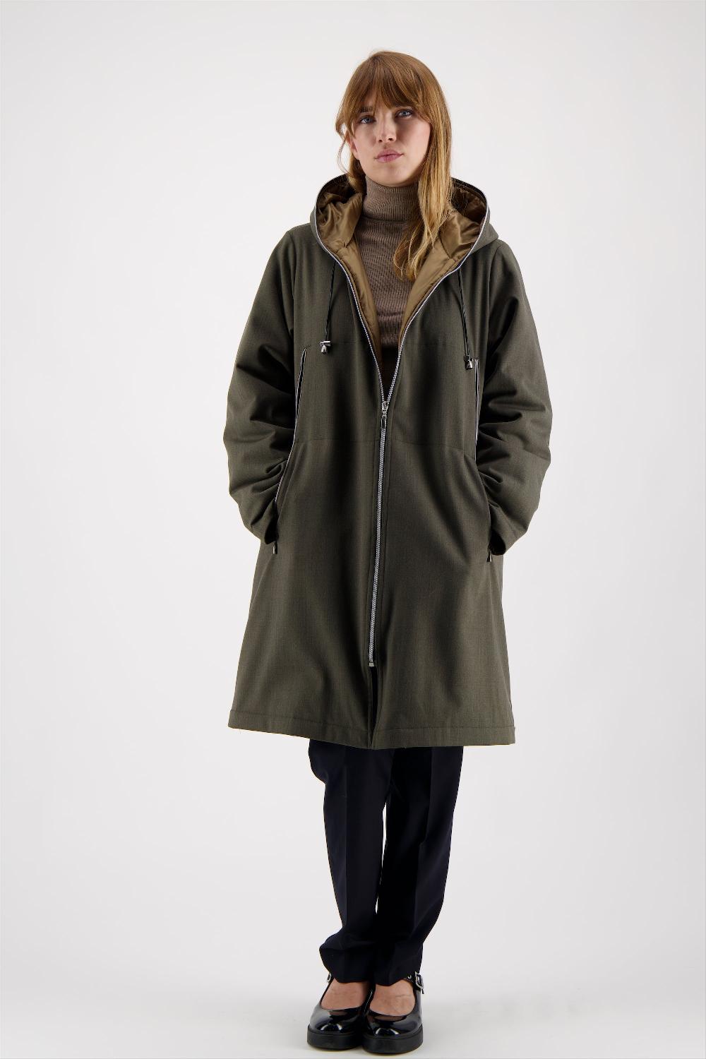 pret pour partir PARKA BARBARA en gabardine de laine déperlante coloris bronze
