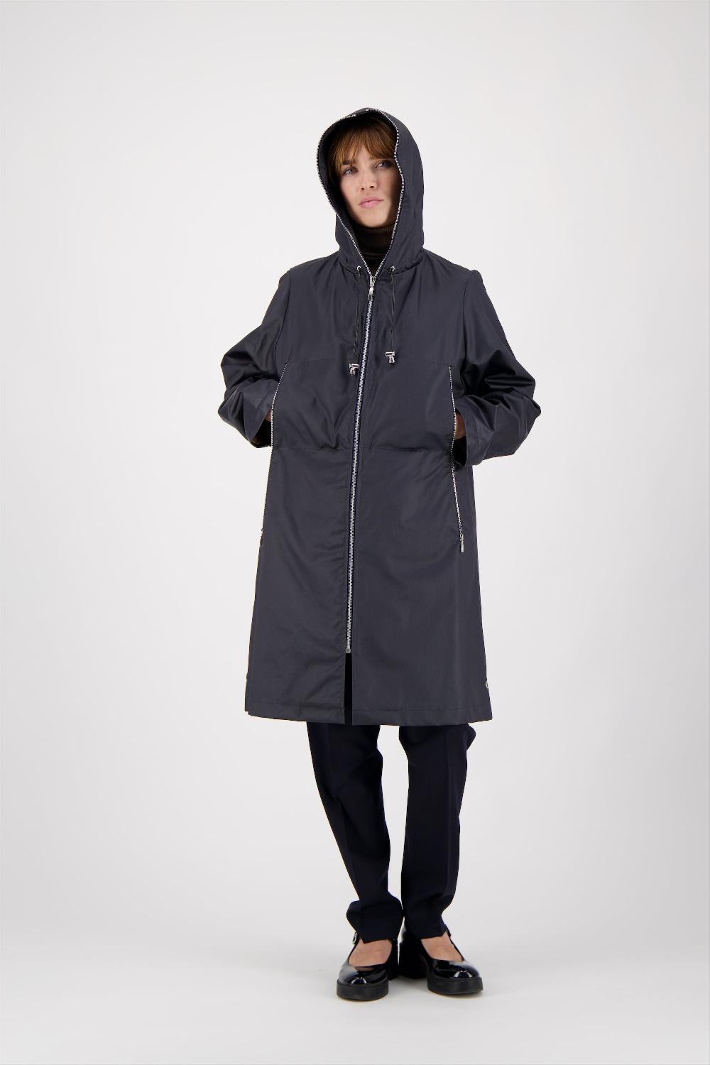 pret pour partir PARKA BROOKLYN en coton enduit imperméable coloris blueblack avec doublure en lainage amovible beige