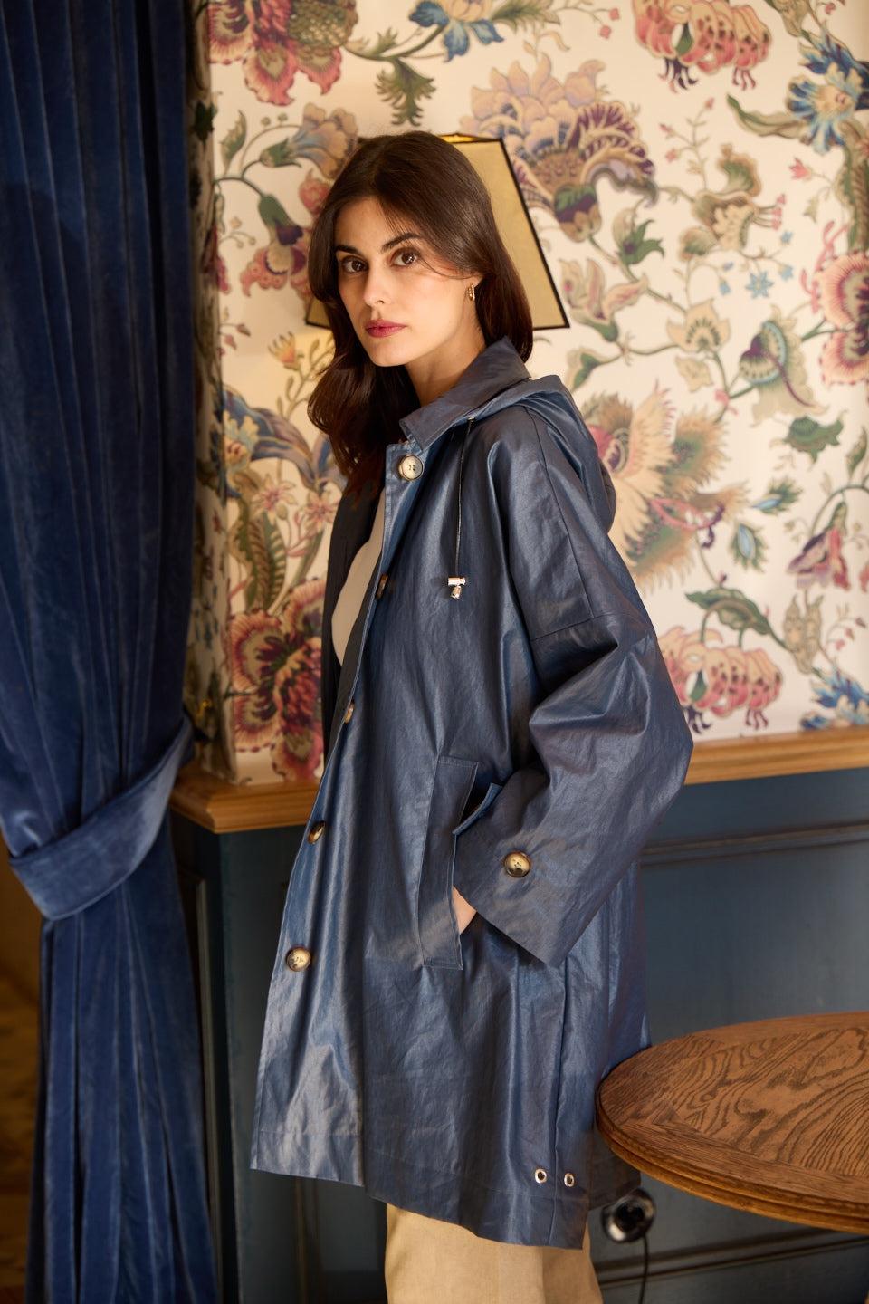 Pret Pour Partir PARKA DÉPERLANTE AVERSE EN LIN ENDUIT Et COTON ARDOISE