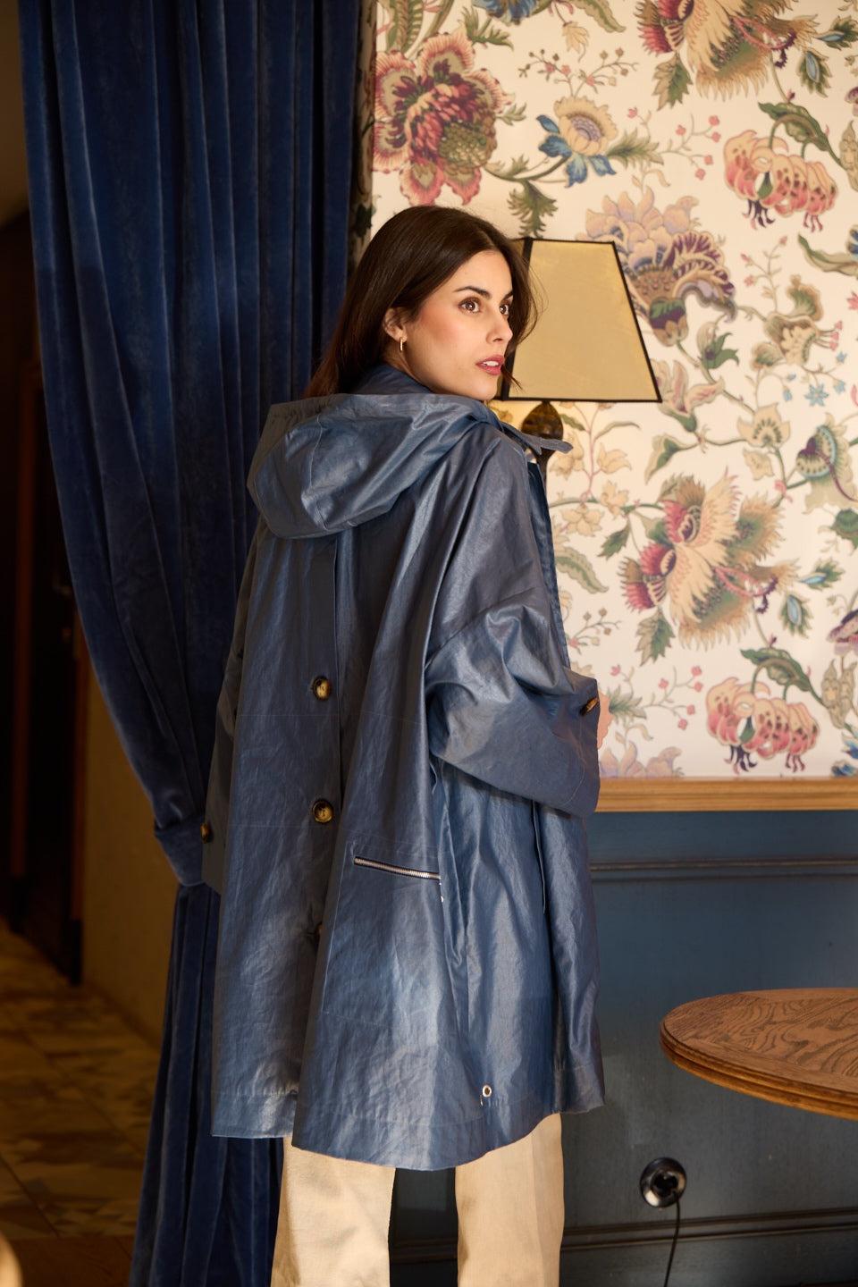 Pret Pour Partir PARKA DÉPERLANTE AVERSE EN LIN ENDUIT Et COTON ARDOISE