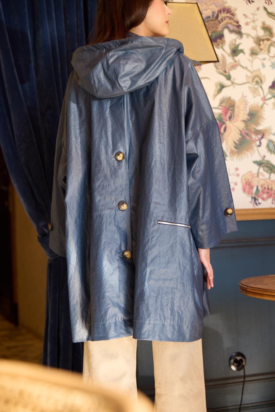 Pret Pour Partir PARKA DÉPERLANTE AVERSE EN LIN ENDUIT Et COTON ARDOISE