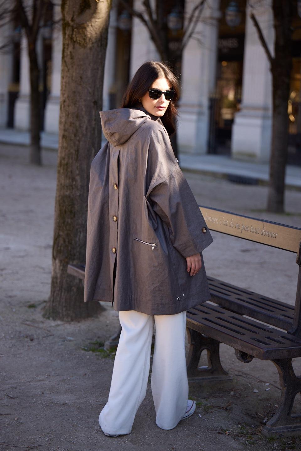 Pret Pour Partir PARKA DÉPERLANTE AVERSE EN LIN ENDUIT ET COTON DÉPERLANTS BRONZE