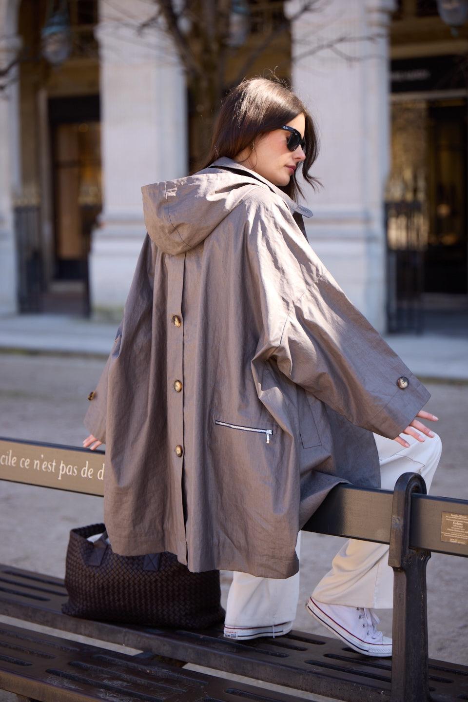 Pret Pour Partir PARKA DÉPERLANTE AVERSE EN LIN ENDUIT ET COTON DÉPERLANTS BRONZE