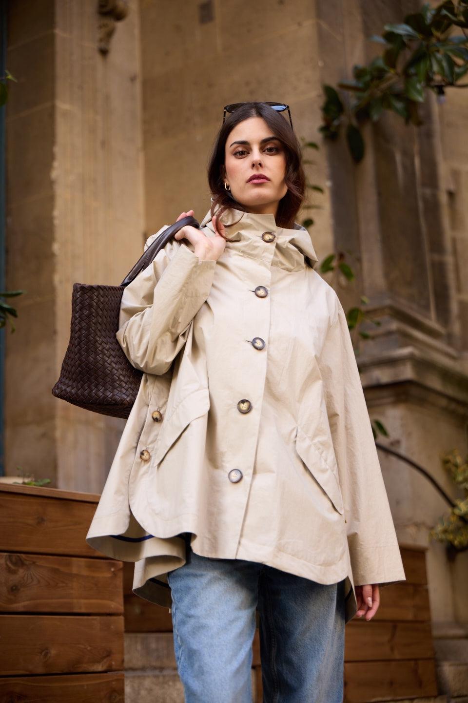 pret pour partir PARKA DÉPERLANTE LAURA EN COTON SABLE