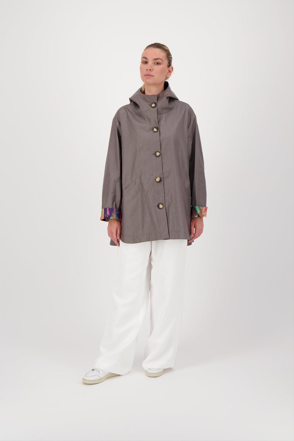 pret pour partir PARKA DÉPERLANTE LAURA EN LIN ENDUIT & COTON BRONZE