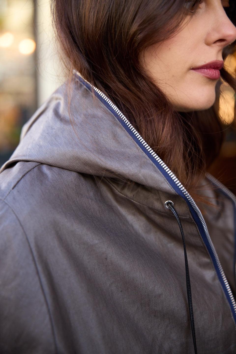 Pret Pour Partir PARKA DÉPERLANTE MINA EN LIN ENDUIT ET COTON KAKI