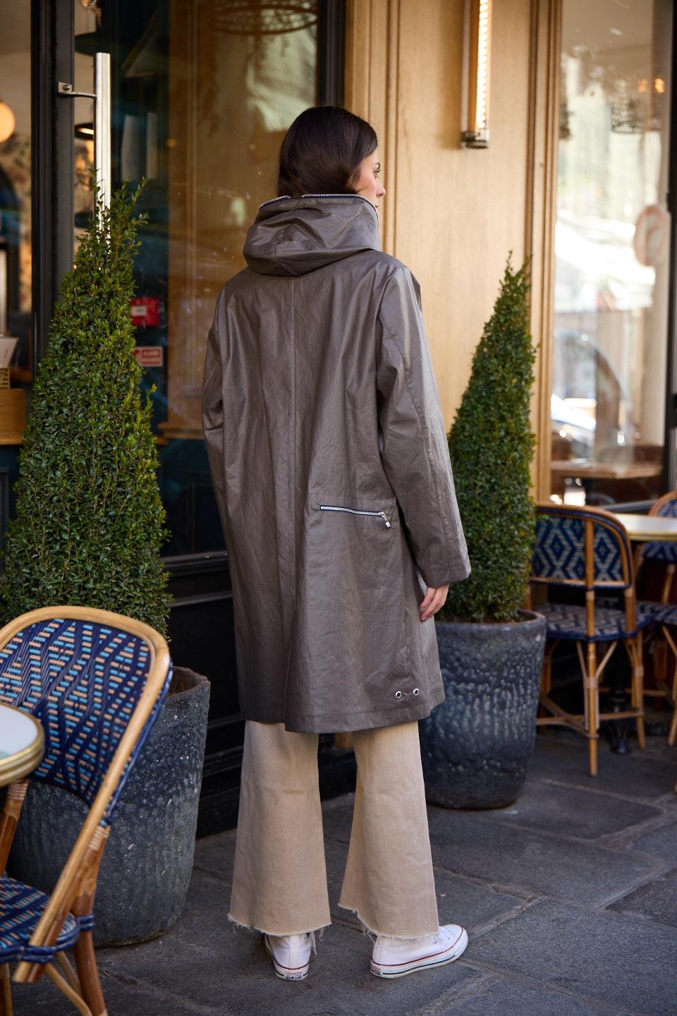 Pret Pour Partir PARKA DÉPERLANTE MINA EN LIN ENDUIT ET COTON KAKI