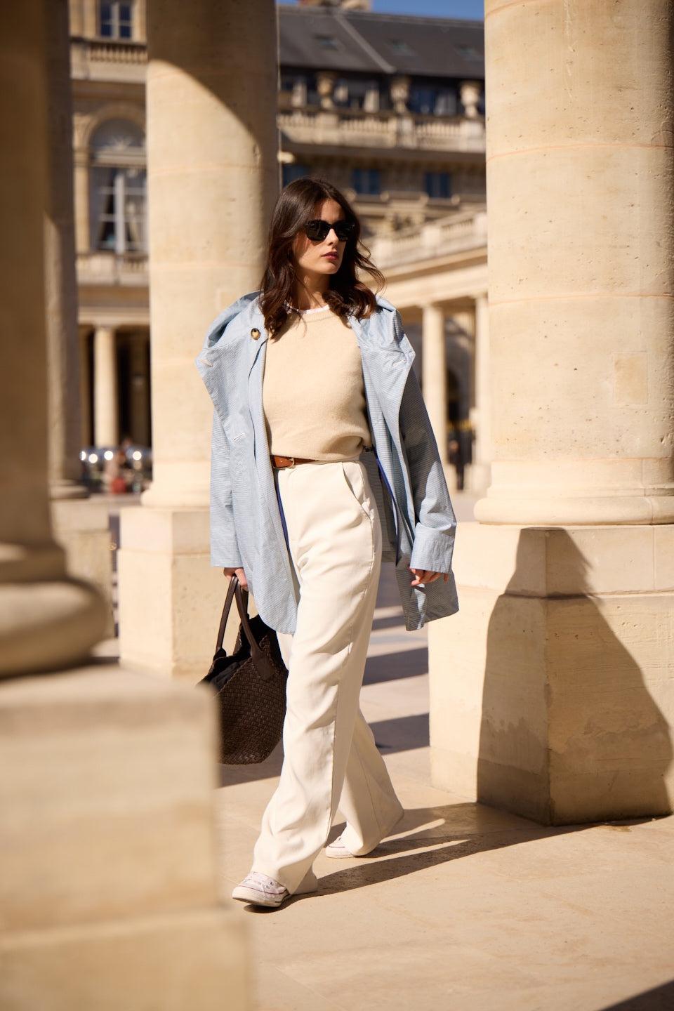 pret Pour Partir PARKA DÉPERLANTE PAOLA EN LIN & COTON VICHY CIEL