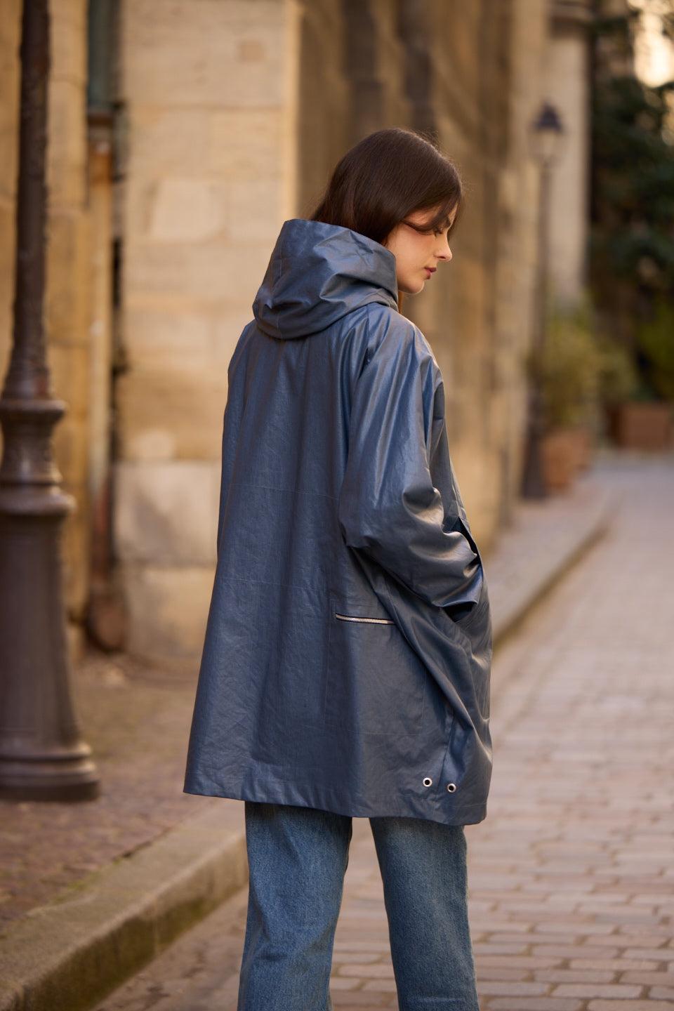 Pret Pour Partir PARKA DÉPERLANTE PAOLA EN LIN ENDUIT Et COTON ARDOISE