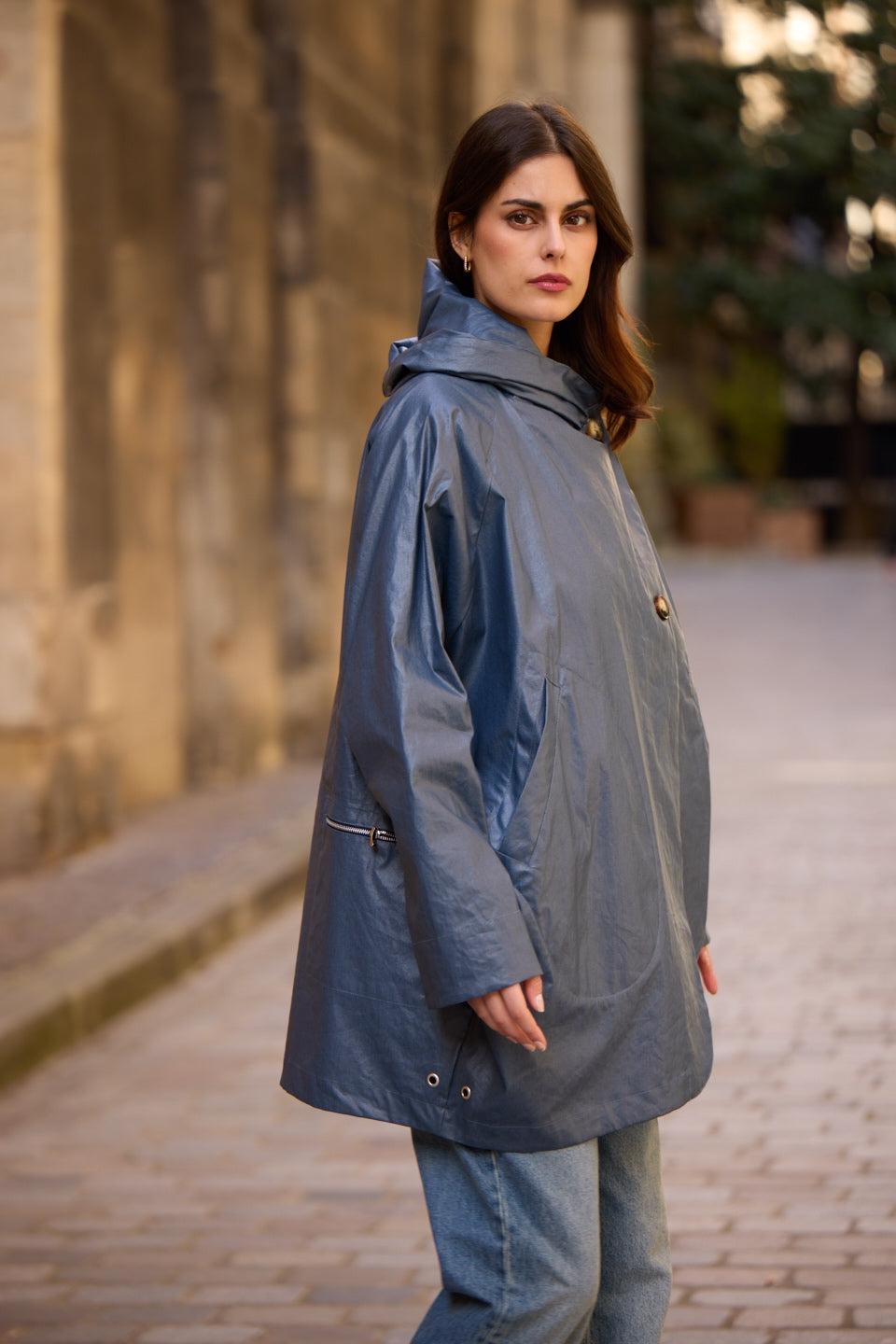 Pret Pour Partir PARKA DÉPERLANTE PAOLA EN LIN ENDUIT Et COTON ARDOISE