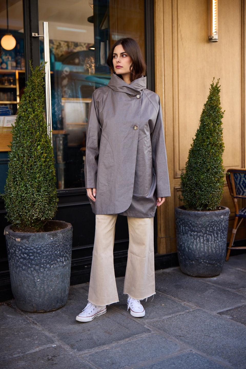 Pret Pour Partir PARKA DÉPERLANTE PAOLA EN LIN ENDUIT Et COTON BRONZE