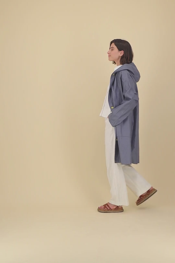 Pret Pour Partir PARKA DÉPERLANTE PYLA EN LIN ENDUIT ET COTON ARDOISE