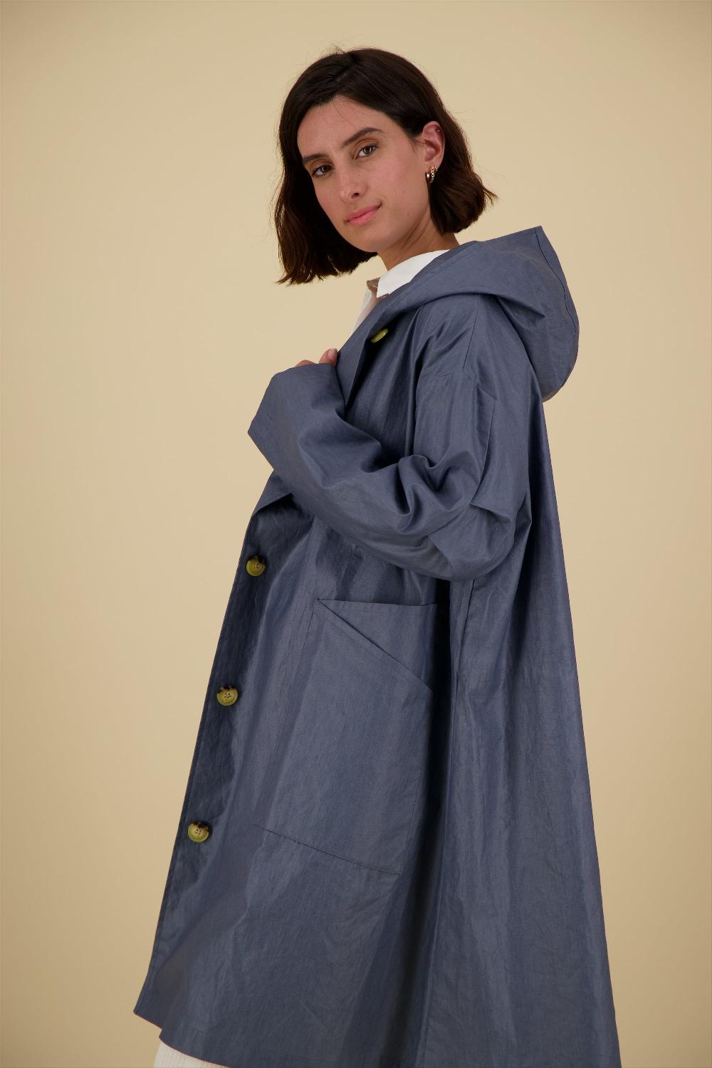 Pret Pour Partir PARKA DÉPERLANTE PYLA EN LIN ENDUIT ET COTON ARDOISE