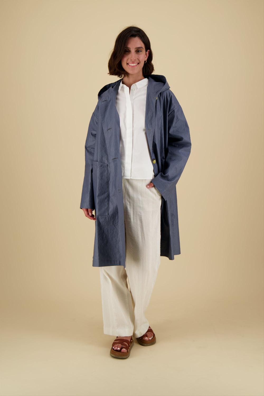 pret pour partir PARKA DÉPERLANTE PYLA EN LIN ENDUIT ET COTON ARDOISE