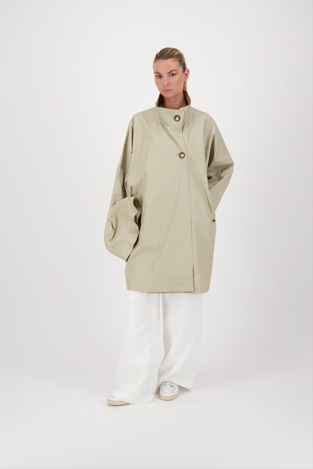 pret pour partir PARKA DÉPERLANTE RUBIS EN LIN ENDUIT et COTON SABLE