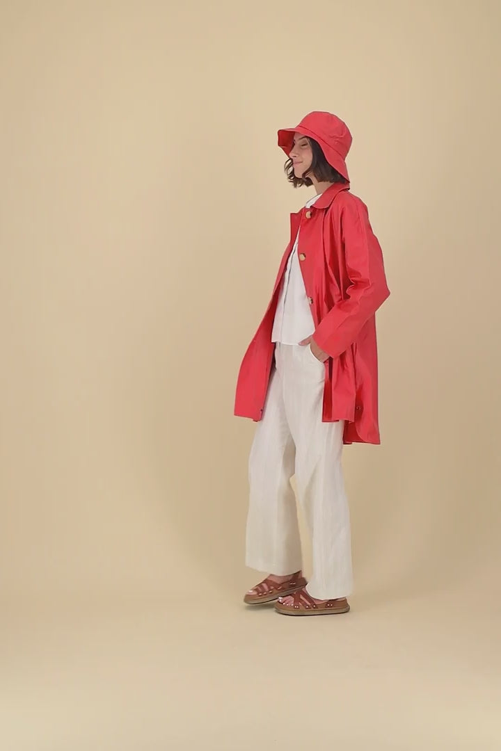 Pret Pour Partir PARKA DÉPERLANTE TESS EN LIN ENDUIT ET COTON FRAMBOISE