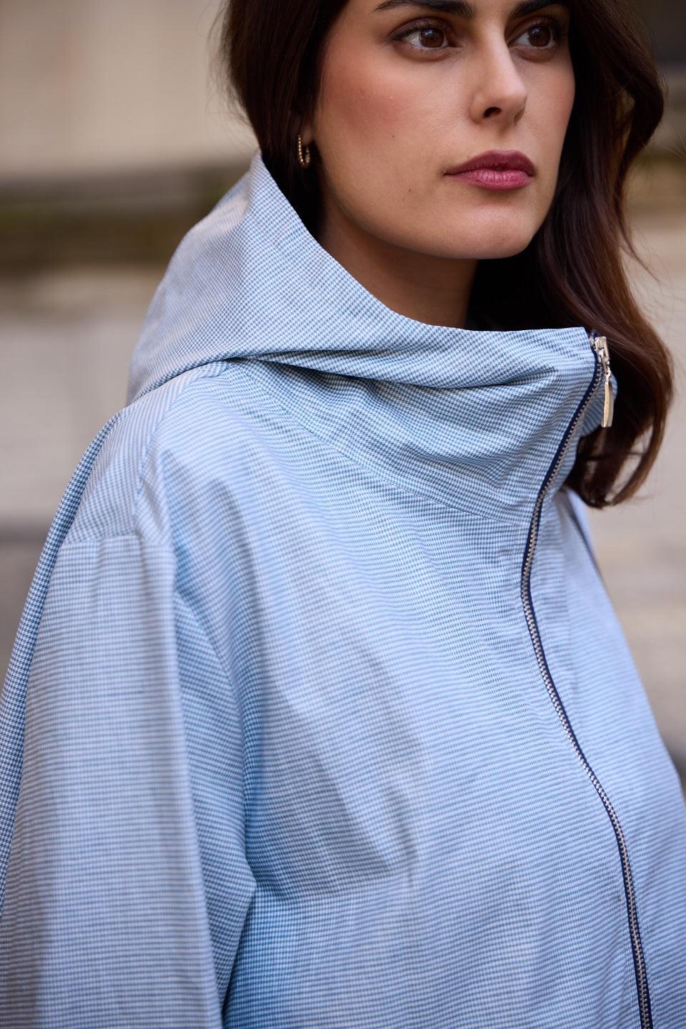 Pret Pour Partir PARKA DÉPERLANTE ZEPHYR EN LIN & COTON VICHY CIEL