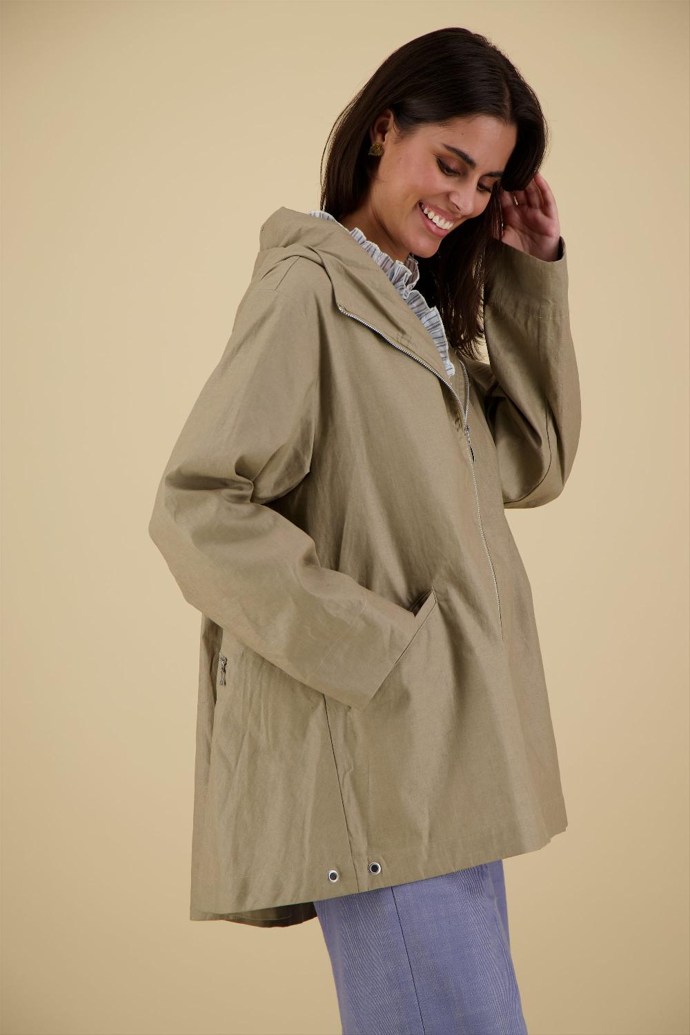 Pret Pour Partir PARKA DÉPERLANTE ZEPHYR EN LIN ENDUIT ET COTON ARGILE