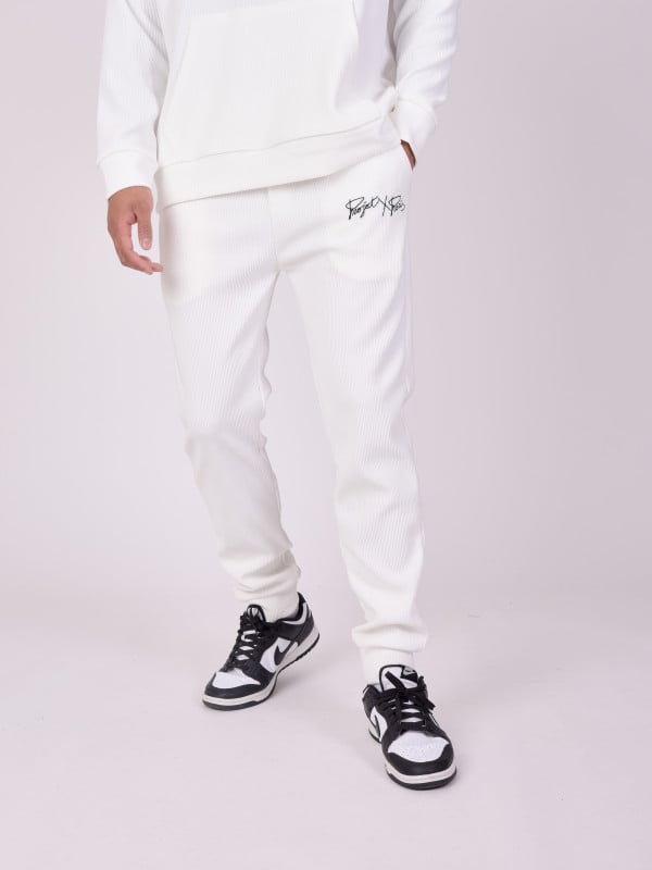 Project X Paris Bas De Jogging Cotelé Simple Broderie