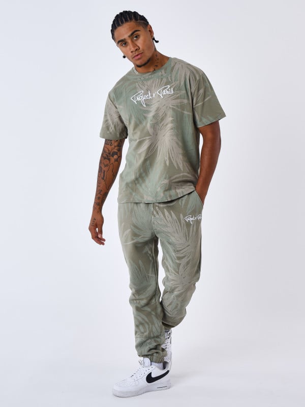 project x paris Bas de jogging motif all over feuilles de palmier