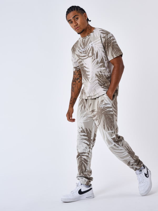 Project X Paris Bas De Jogging Motif All Over Feuilles De Palmier