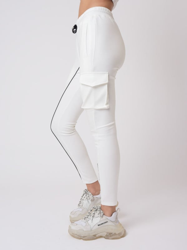 Project X Paris Bas De Jogging Piping Et Broderie Contrastés Simili Cuir