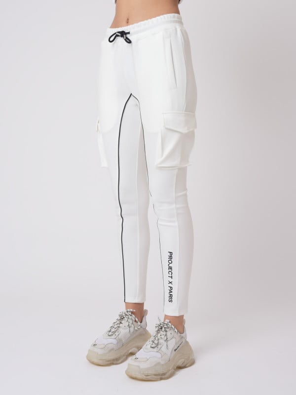 Project X Paris Bas De Jogging Piping Et Broderie Contrastés Simili Cuir