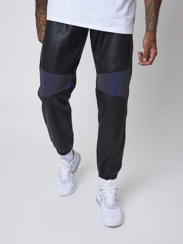 Project X Paris Bas De Jogging Simili Cuir Avec Empiècement Réfléchissant