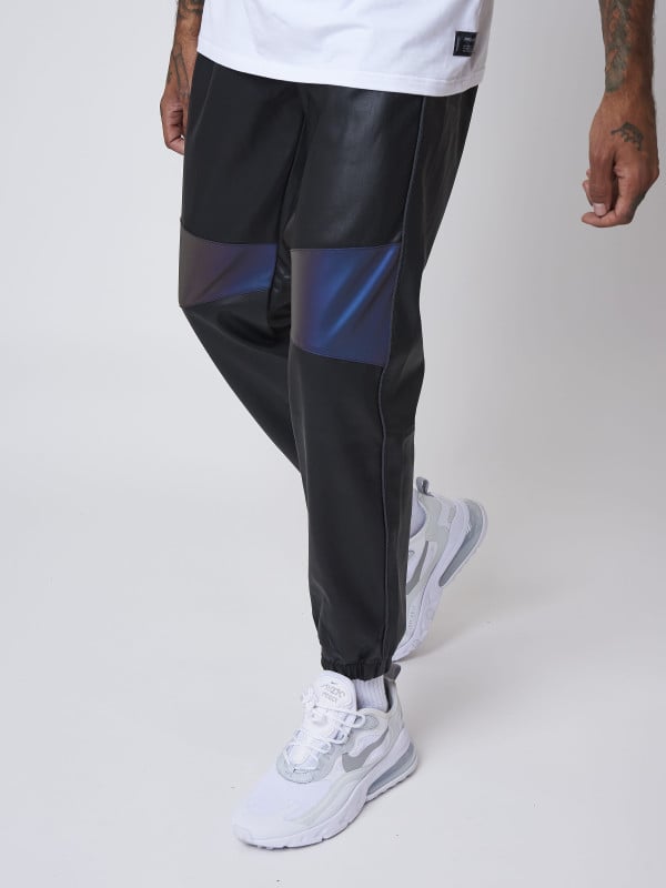 project x paris Bas de jogging simili cuir avec empiècement réfléchissant