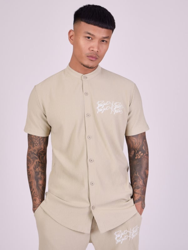 Project X Paris Chemise Col Mao En Matière Texturée