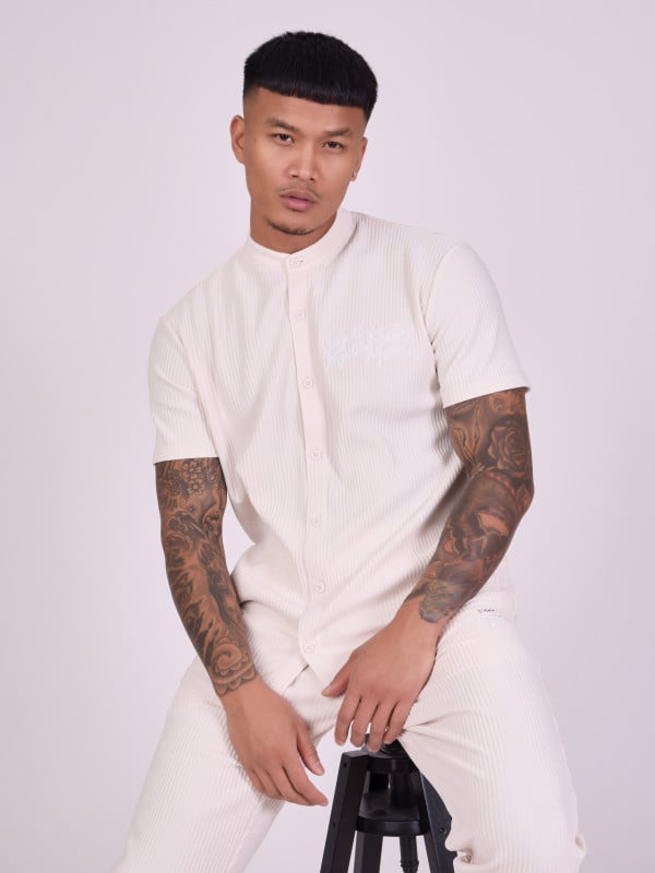 project x paris Chemise col mao en matière texturée