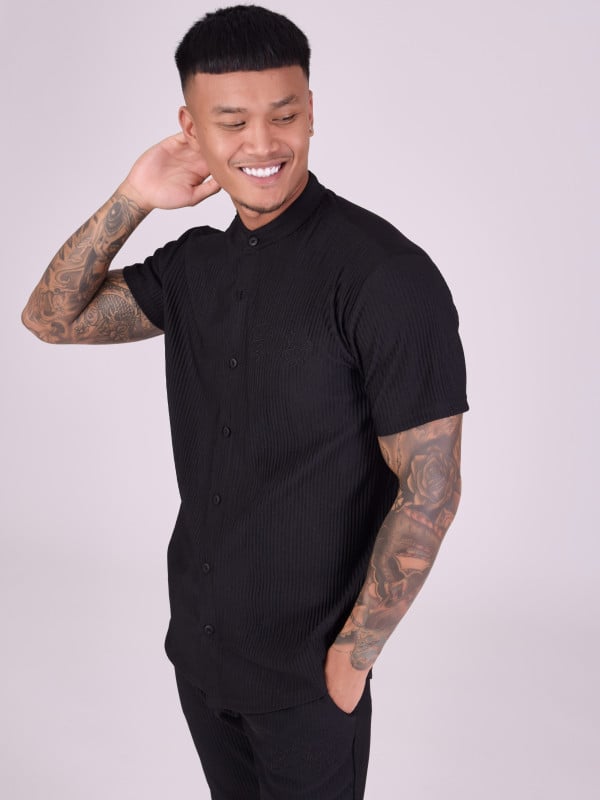 Project X Paris Chemise Col Mao En Matière Texturée