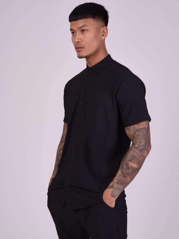 Project X Paris Chemise Col Mao En Matière Texturée