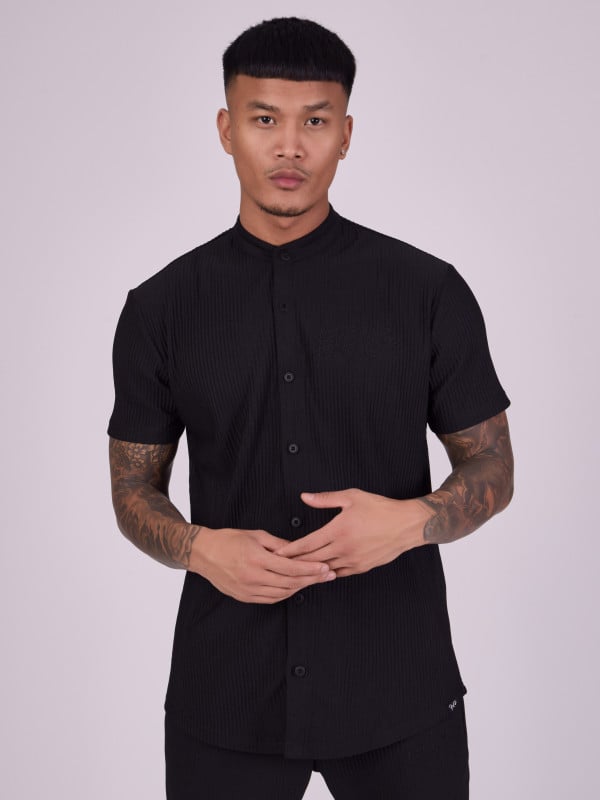 project x paris Chemise col mao en matière texturée