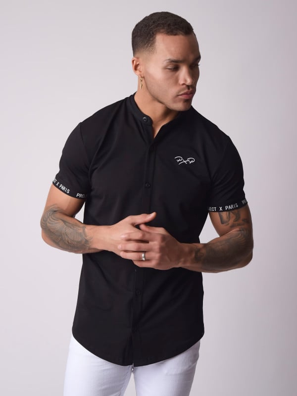 project x paris Chemise col mao manches courtes basic