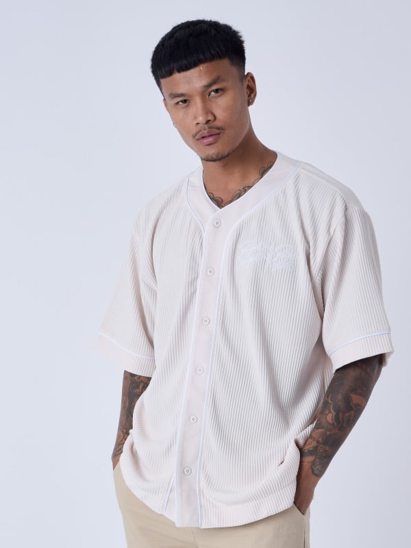 project x paris Chemise style Maillot de baseball en matière texturé