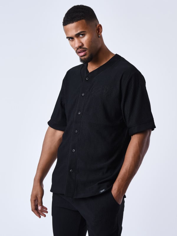 project x paris Chemise style Maillot de baseball en matière texturé