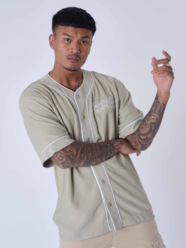 project x paris Chemise style Maillot de baseball en matière texturé