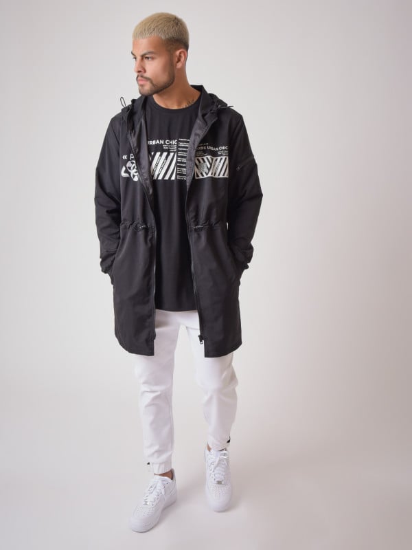 project x paris Coupe vent long black & white "Baba Collab"