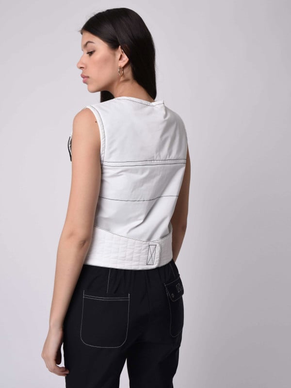 Project X Paris Gilet Sans Manches Utility Coutures Contrastées Empiècement Mesh