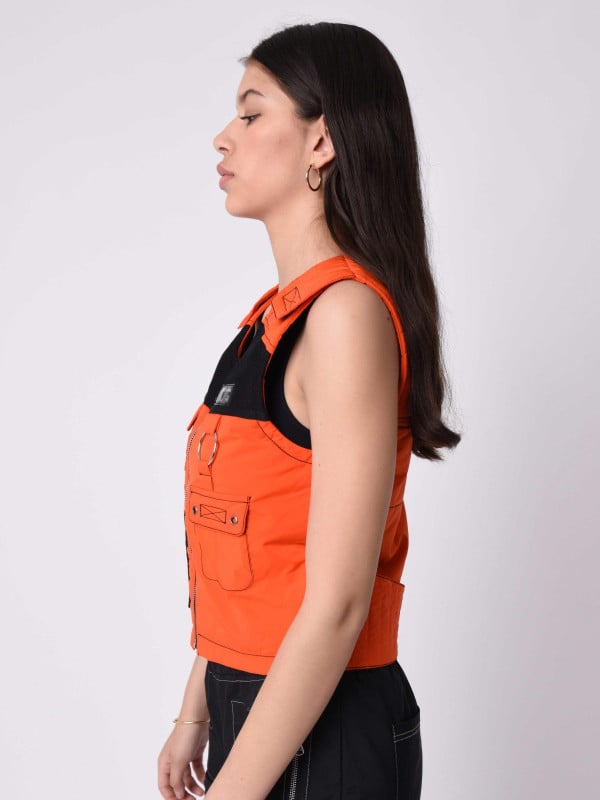 Project X Paris Gilet Sans Manches Utility Coutures Contrastées Empiècement Mesh