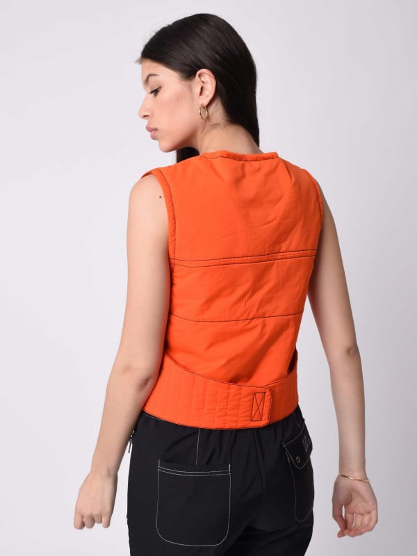 Project X Paris Gilet Sans Manches Utility Coutures Contrastées Empiècement Mesh
