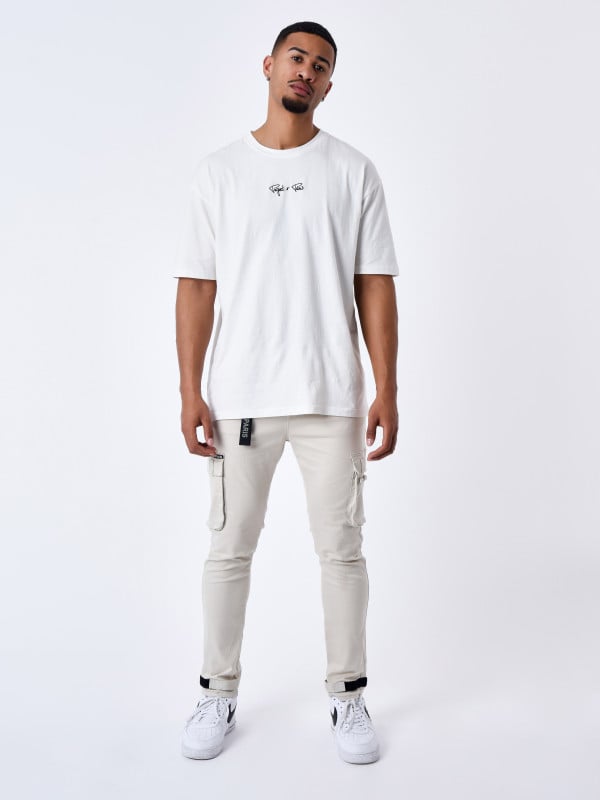 project x paris Jean Cargo poches et sangle de resserrement en bas