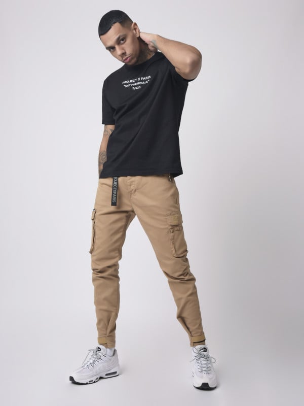 project x paris Jean Cargo poches et sangle de resserrement en bas