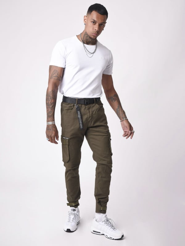 project x paris Jean Cargo poches et sangle de resserrement en bas