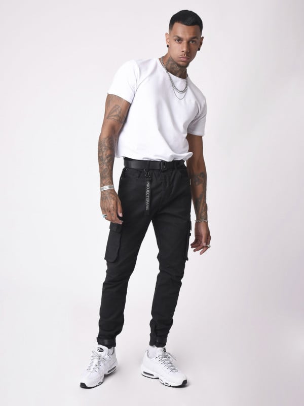 project x paris Jean Cargo poches et sangle de resserrement en bas