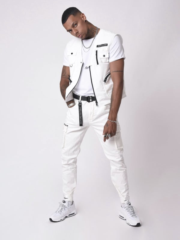 project x paris Jean Cargo poches et sangle de resserrement en bas