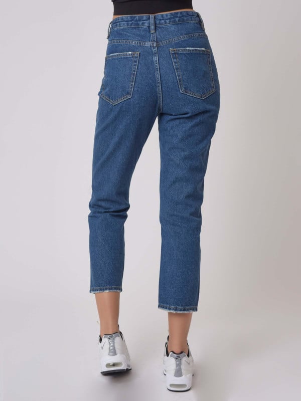 Project X Paris Jean Mom Fit Basic Bleu Longueur 7/8
