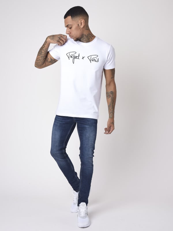 Project X Paris Jean Skinny Basic Bleu Brut Effet Gratté
