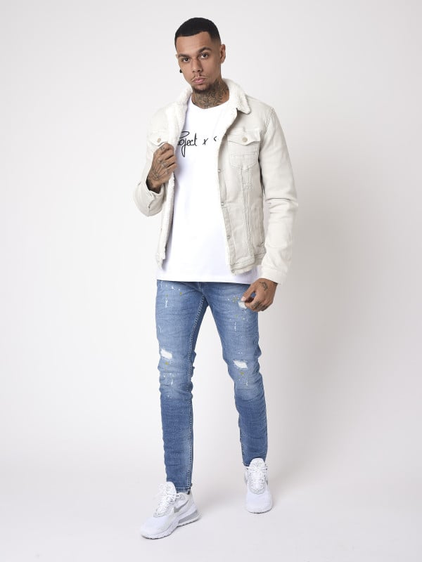 Project X Paris Jean Slim Basic Bleu Effet Usé Et Tacheté